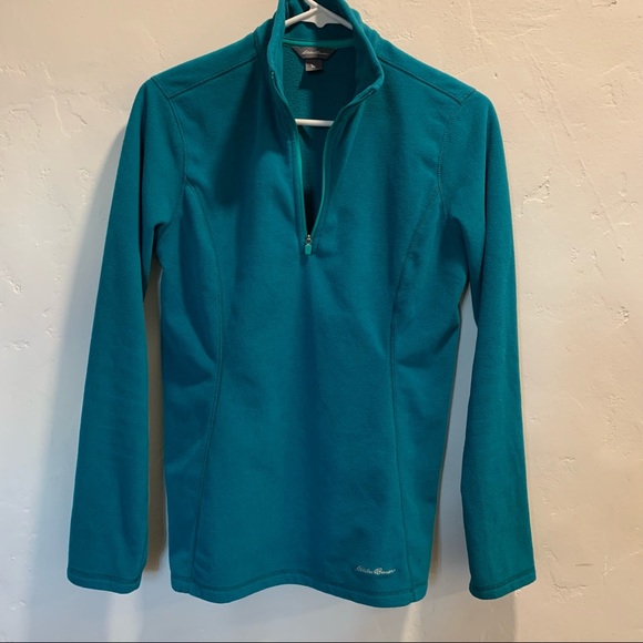 Eddie Bauer 1/4 Zip Long Sleeve Teal Fleece * Small - Picture 2 of 11